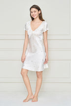 SWEET GARDEN WOMEN'S SILK DRESS IN BEIGE