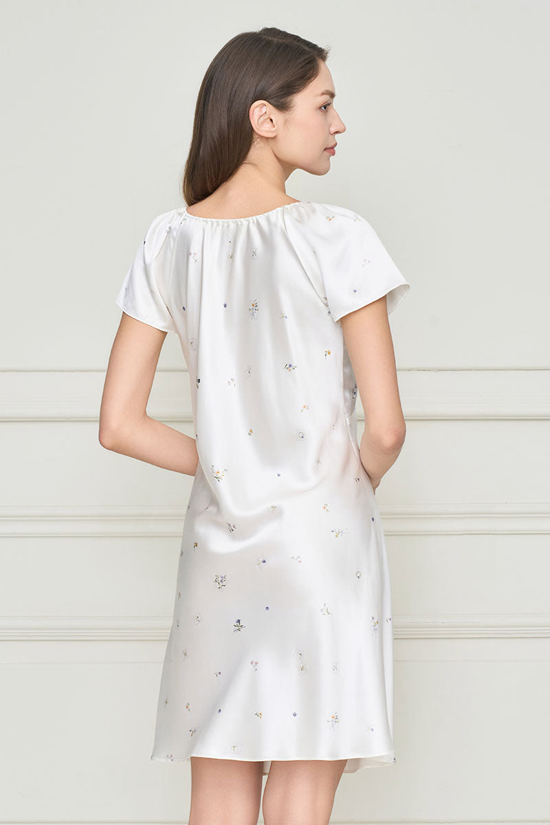 SWEET GARDEN WOMEN'S SILK DRESS IN BEIGE
