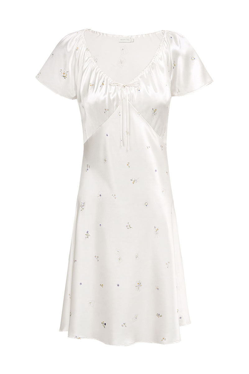 SWEET GARDEN WOMEN'S SILK DRESS IN BEIGE