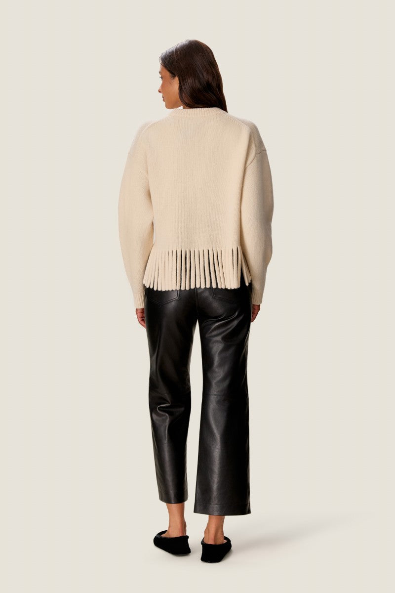EMELIA FRINGE SWEATER IN ALABASTER