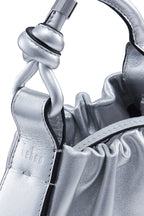 TINA BAGUETTE MINI METALLIC RUCHED SAFFIANO IN SILVER