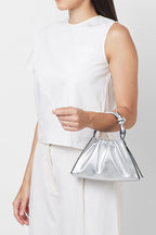 TINA BAGUETTE MINI METALLIC RUCHED SAFFIANO IN SILVER