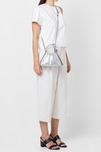 TINA BAGUETTE MINI METALLIC RUCHED SAFFIANO IN SILVER