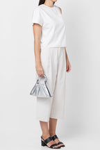 TINA BAGUETTE MINI METALLIC RUCHED SAFFIANO IN SILVER