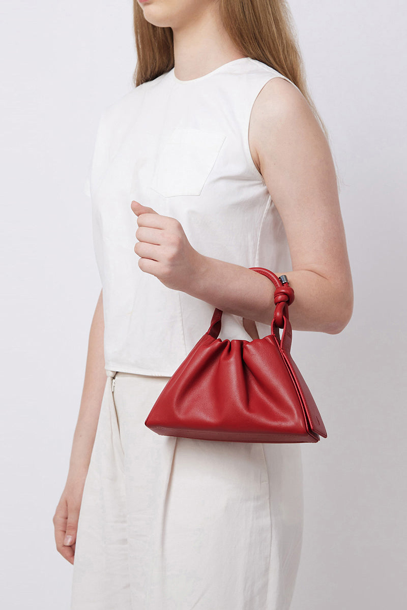 TINA BAGUETTE MINI NAPPA RUCHED IN RED