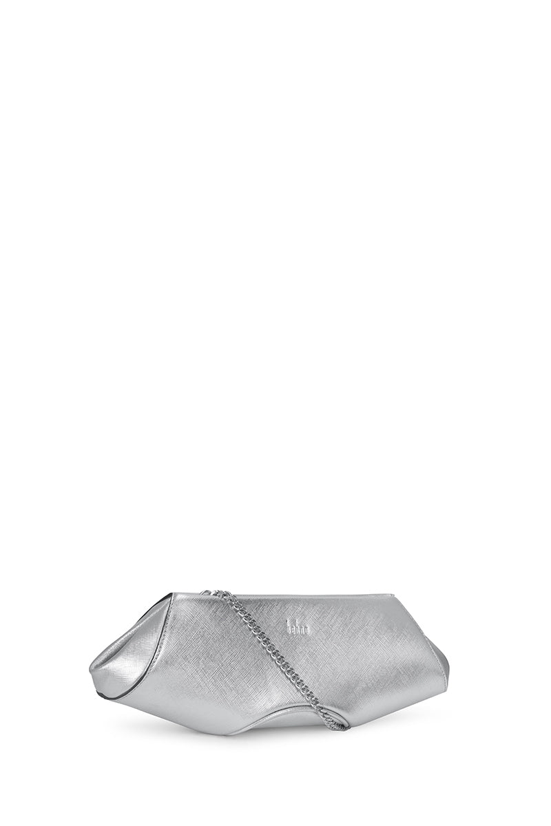 ELIZABETH BAGUETTE MINI CLUTCH IN SILVER