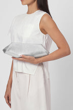 ELIZABETH BAGUETTE MINI CLUTCH IN SILVER