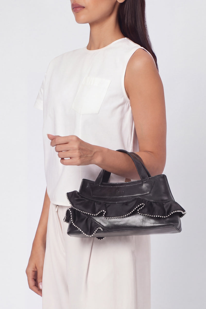 FRANCA BAG SILK RUFFLE SILK AND CRINKLE IN BLACK