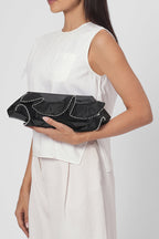 ELIZABETH BAGUETTE MINI CLUTCH RUFFLE SILK AND CRINKLE IN BLACK