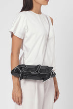 ELIZABETH BAGUETTE MINI CLUTCH RUFFLE SILK AND CRINKLE IN BLACK