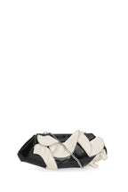 ELIZABETH BAGUETTE MINI CLUTCH RUFFLE SILK CRINKLE IN PUMICE AND BLACK