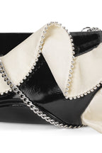 ELIZABETH BAGUETTE MINI CLUTCH RUFFLE SILK CRINKLE IN PUMICE AND BLACK