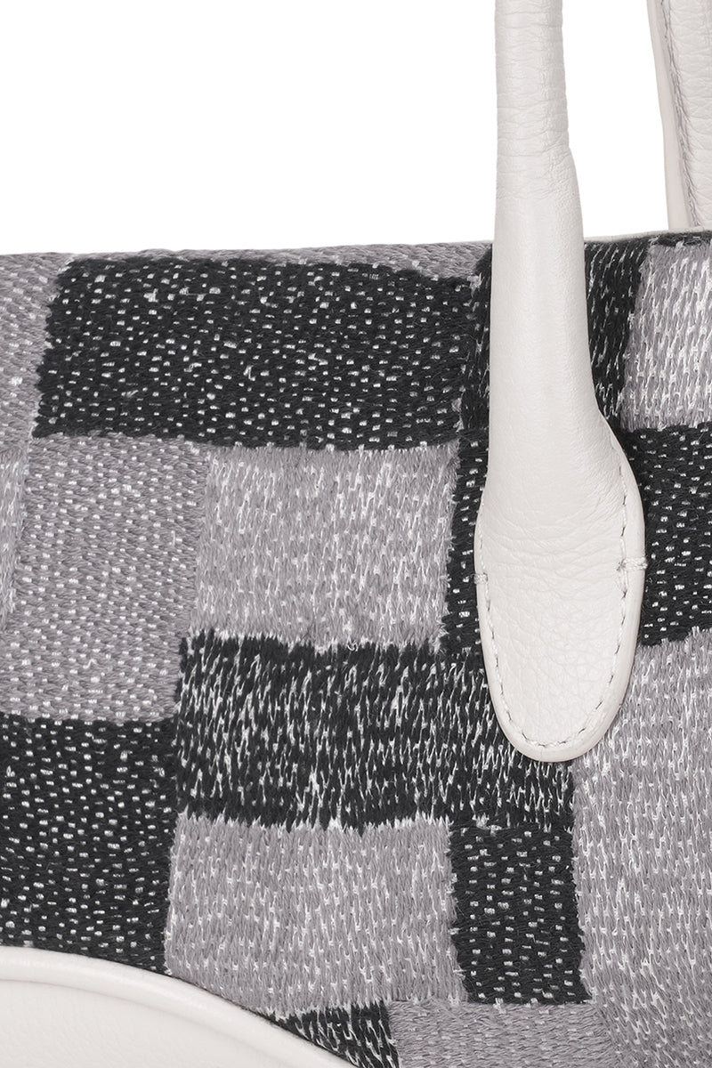 ELIZABETH BAGUETTE MINI KANTHA SILK AND PEBBLE IN PUMICE