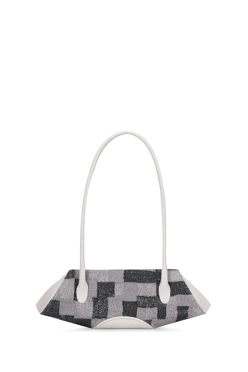 ELIZABETH BAGUETTE MINI KANTHA SILK AND PEBBLE IN PUMICE