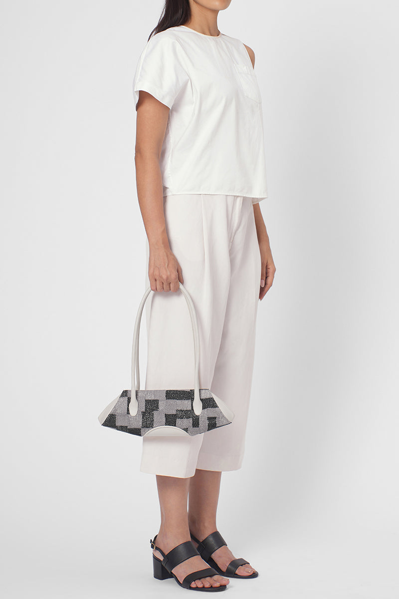 ELIZABETH BAGUETTE MINI KANTHA SILK AND PEBBLE IN PUMICE