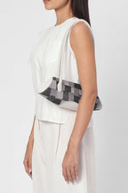 ELIZABETH BAGUETTE MINI KANTHA SILK AND PEBBLE IN PUMICE
