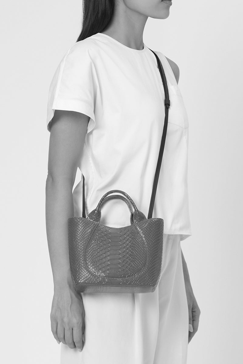 KATRINA MINI TOTE NO2 PYTHON AND NAPPA IN BLACK