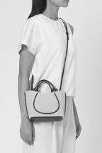 KATRINA MINI TOTE NO2 BOUCLE WOOL NAPPA IN PUMICE AND BLACK