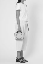 KATRINA MINI TOTE NO2 BOUCLE WOOL NAPPA IN PUMICE AND BLACK