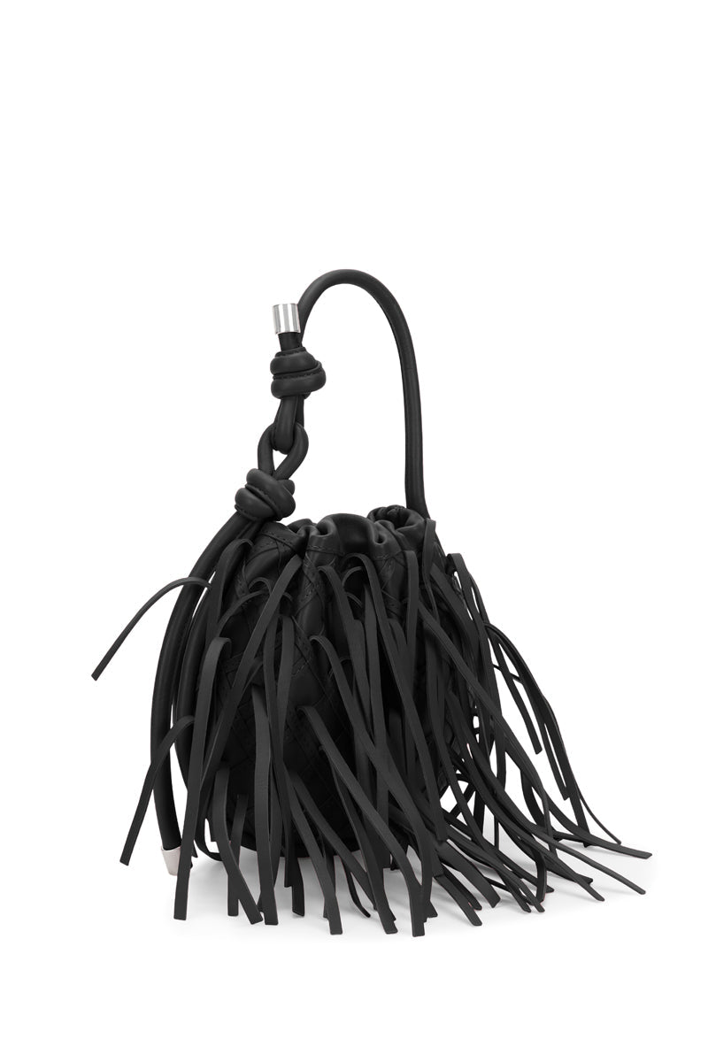 INA MINI POTLI FRINGE NAPPA IN BLACK