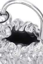 INA MINI POTLI FRINGE CRINKLE IN SILVER