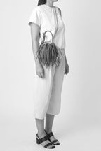 INA MINI POTLI FRINGE CRINKLE IN SILVER