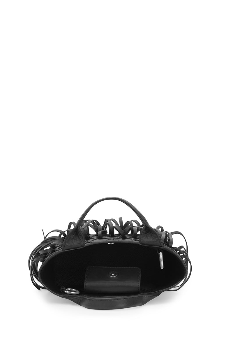KATRINA MINI TOTE NO2 FRINGE NAPPA IN BLACK