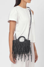 KATRINA MINI TOTE NO2 FRINGE NAPPA IN BLACK