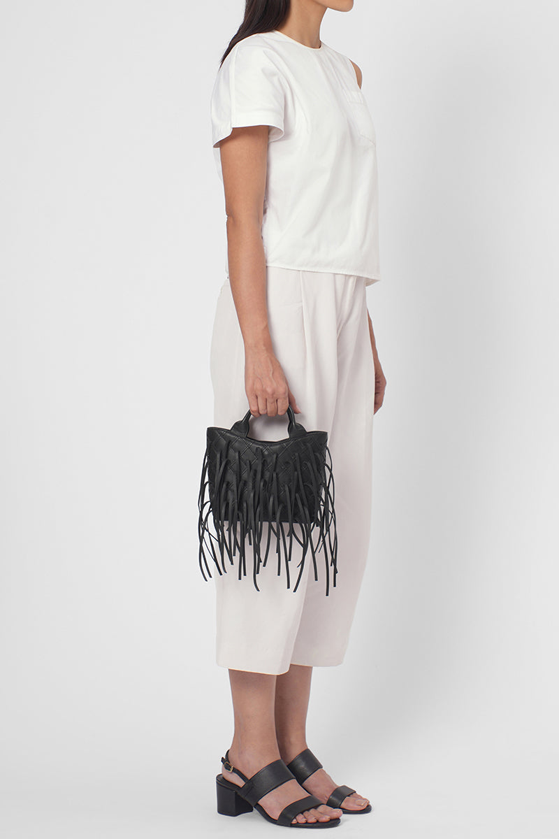 KATRINA MINI TOTE NO2 FRINGE NAPPA IN BLACK