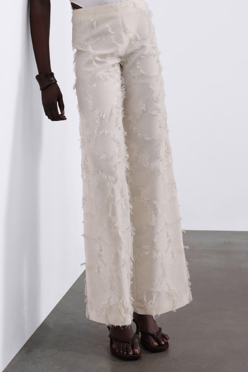 JORA FRINGE TROUSERS IN CREAM